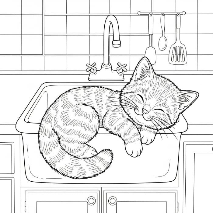 Cat Napping in a Sink
