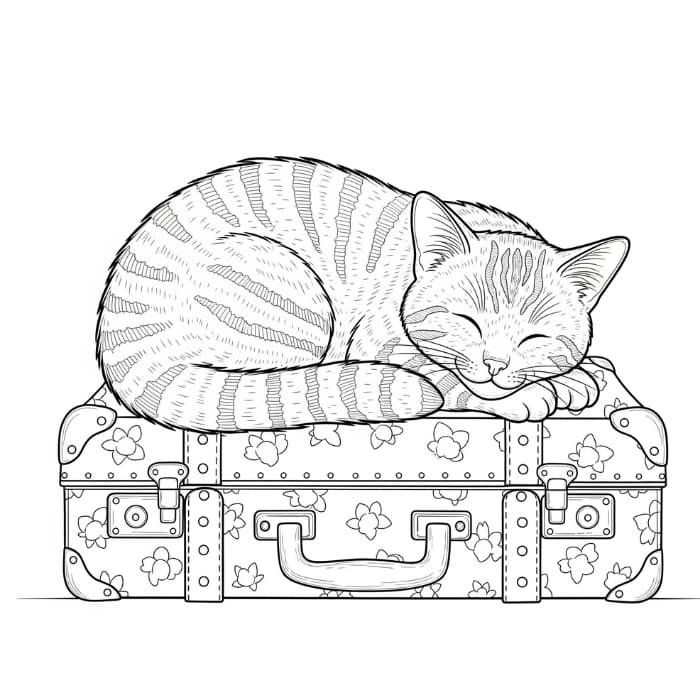 Cat Sleeping on a Suitcase