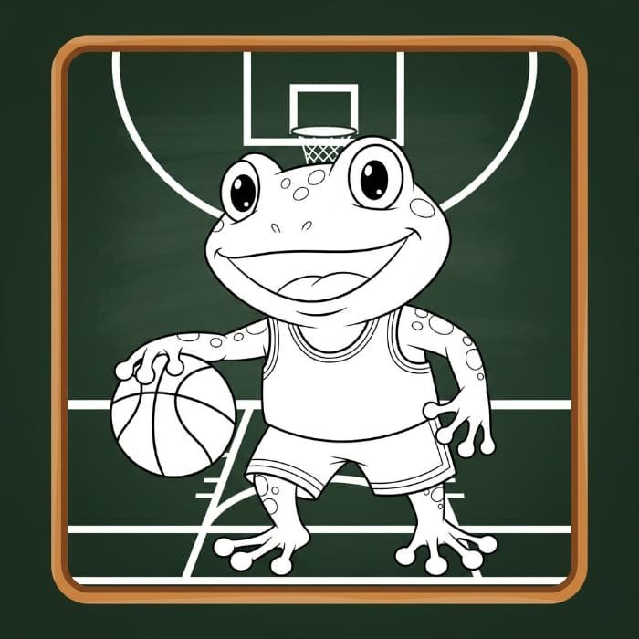 Frog Basketball Chalkboard Style