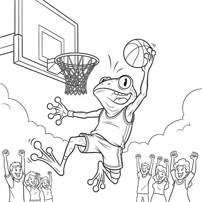 Frog Basketball Comic Book Style