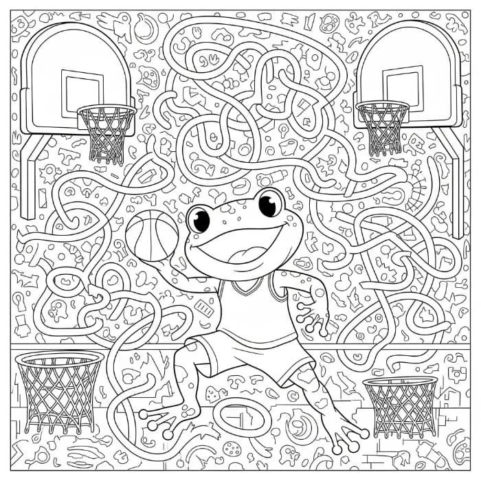 Frog Basketball Maze Background