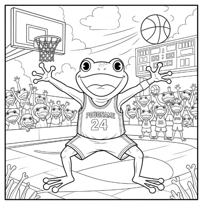 Frog Celebrating a Three-Pointer