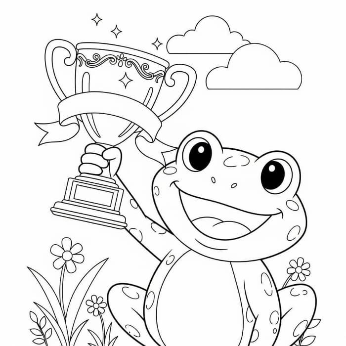 Frog Holding a Trophy