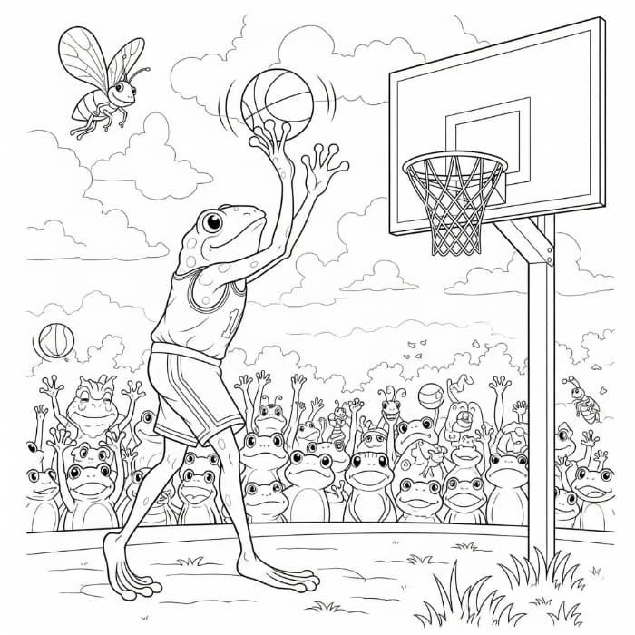 Frog Shooting a Hoop