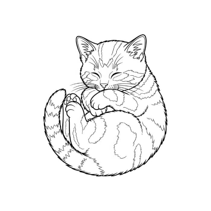 Kitten Curled in a Ball